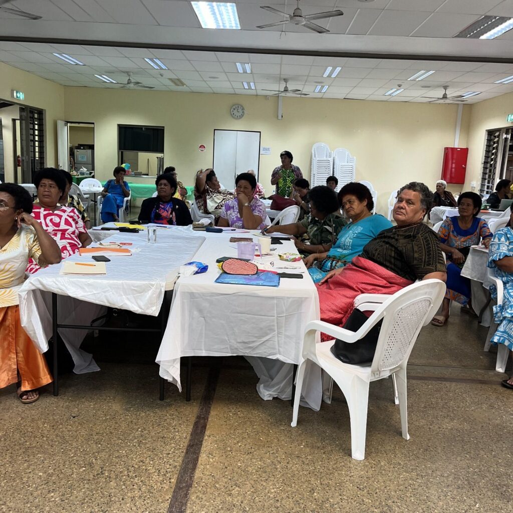 Women from the islands of Lau listen to the presentation by HHF